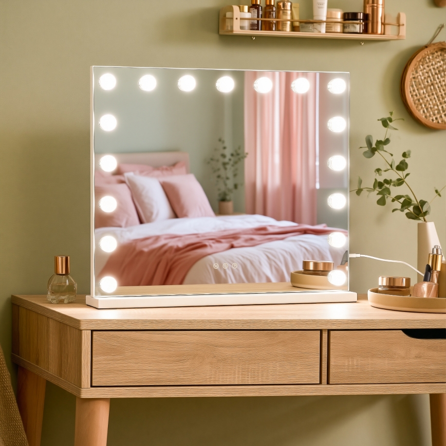 BRILAGI - LED Stmívatelné make-up zrcadlo HOLLYWOOD LED/15W/230V CCT + 2x USB 60x50 cm bílá