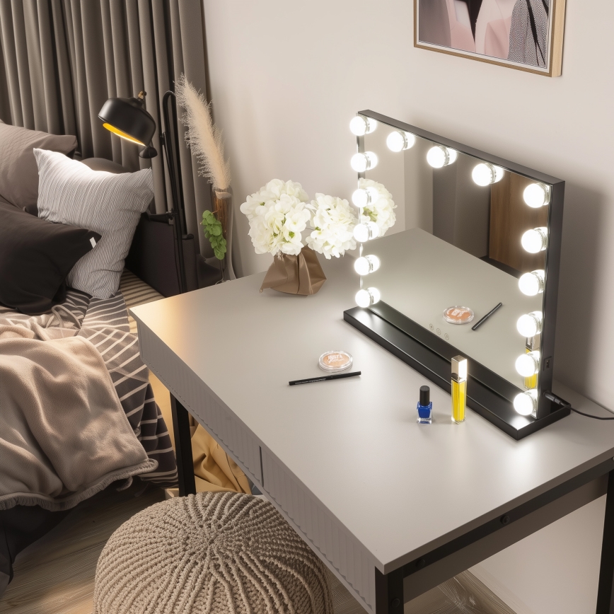 BRILAGI - LED Stmívatelné make-up zrcadlo HOLLYWOOD LED/15W/230V CCT + USB černá