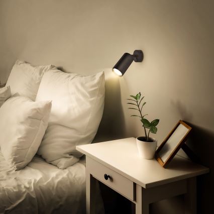 Brilagi - LED RGBW Stmívatelné nástěnné bodové svítidlo s vypínačem SELE 1xGU10/4,8W/230V 3000K černá + dálkové ovládání