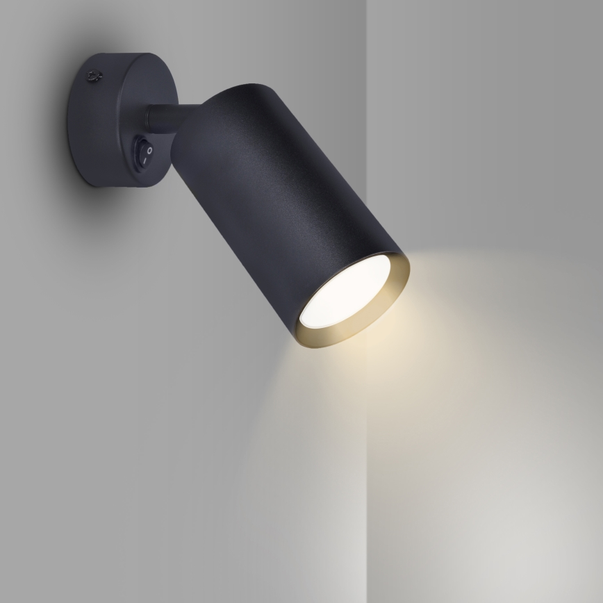 Brilagi - LED RGBW Stmívatelné nástěnné bodové svítidlo s vypínačem SELE 1xGU10/4,8W/230V 3000K černá + dálkové ovládání