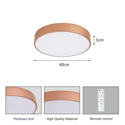 Brilagi - LED Stmívatelné stropní svítidlo POOL LED/48W/230V 3000-6000K pr. 40 cm bronzová + dálkové ovládání
