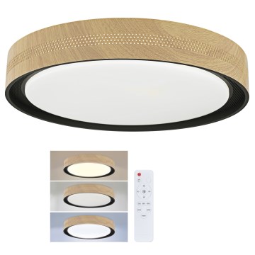 Brilagi - LED Stmívatelné stropní svítidlo COCI LED/48W/230V 3000-6500K pr. 39 cm dekor dřeva/černá + dálkové ovládání