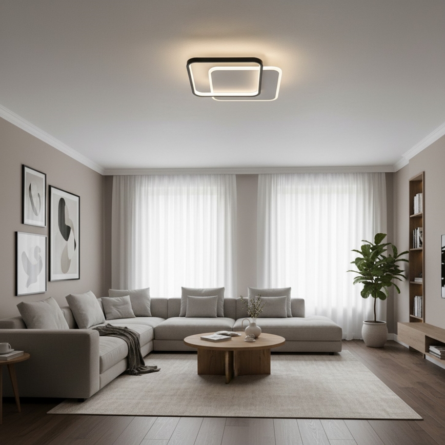 Brilagi - LED Stmívatelné stropní svítidlo FLARE LED/43W/230V 3000-6000K 39,5x45 cm bílá/černá + dálkové ovládání