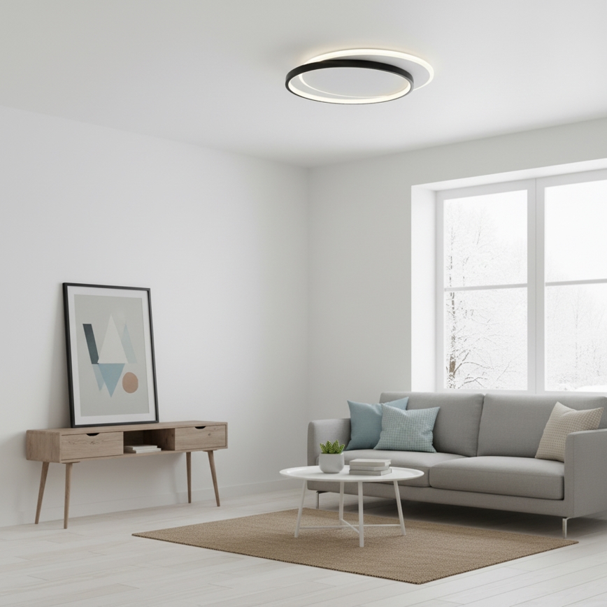 Brilagi - LED Stmívatelné stropní svítidlo FLARE LED/48W/230V 3000-6000K 39,5x45 cm bílá/černá + dálkové ovládání