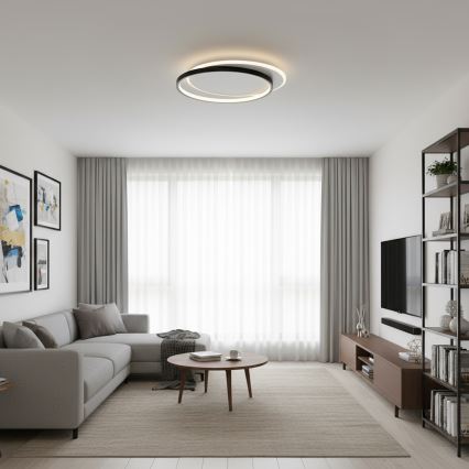 Brilagi - LED Stmívatelné stropní svítidlo FLARE LED/48W/230V 3000-6000K 39,5x45 cm bílá/černá + dálkové ovládání