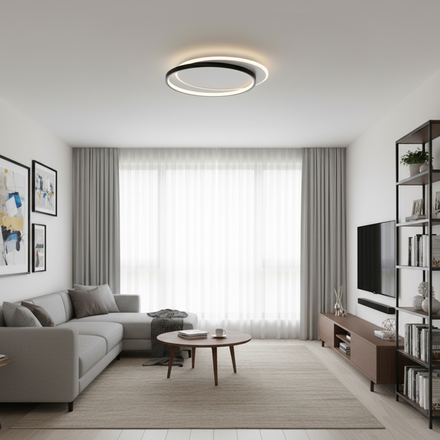 Brilagi - LED Stmívatelné stropní svítidlo FLARE LED/48W/230V 3000-6000K 39,5x45 cm bílá/černá + dálkové ovládání
