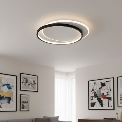 Brilagi - LED Stmívatelné stropní svítidlo FLARE LED/48W/230V 3000-6000K 39,5x45 cm bílá/černá + dálkové ovládání