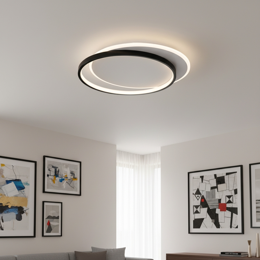 Brilagi - LED Stmívatelné stropní svítidlo FLARE LED/48W/230V 3000-6000K 39,5x45 cm bílá/černá + dálkové ovládání
