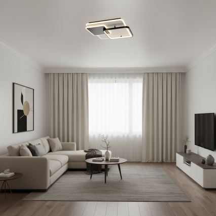 Brilagi - LED Stmívatelné stropní svítidlo FLARE LED/64W/230V 3000-6000K 45x45 cm bílá/černá + dálkové ovládání
