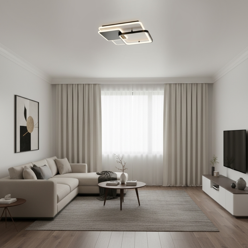 Brilagi - LED Stmívatelné stropní svítidlo FLARE LED/64W/230V 3000-6000K 45x45 cm bílá/černá + dálkové ovládání