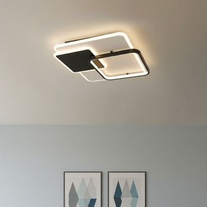 Brilagi - LED Stmívatelné stropní svítidlo FLARE LED/64W/230V 3000-6000K 45x45 cm bílá/černá + dálkové ovládání
