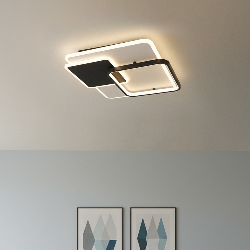Brilagi - LED Stmívatelné stropní svítidlo FLARE LED/64W/230V 3000-6000K 45x45 cm bílá/černá + dálkové ovládání