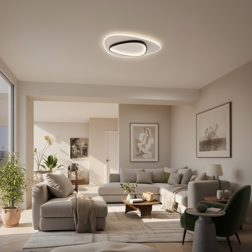 Brilagi - LED Stmívatelné stropní svítidlo FLARE LED/70W/230V 3000-6000K 55x55 cm bílá/černá + dálkové ovládání