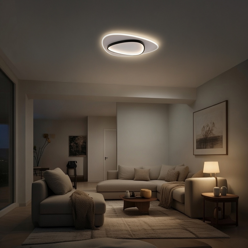 Brilagi - LED Stmívatelné stropní svítidlo FLARE LED/70W/230V 3000-6000K 55x55 cm bílá/černá + dálkové ovládání