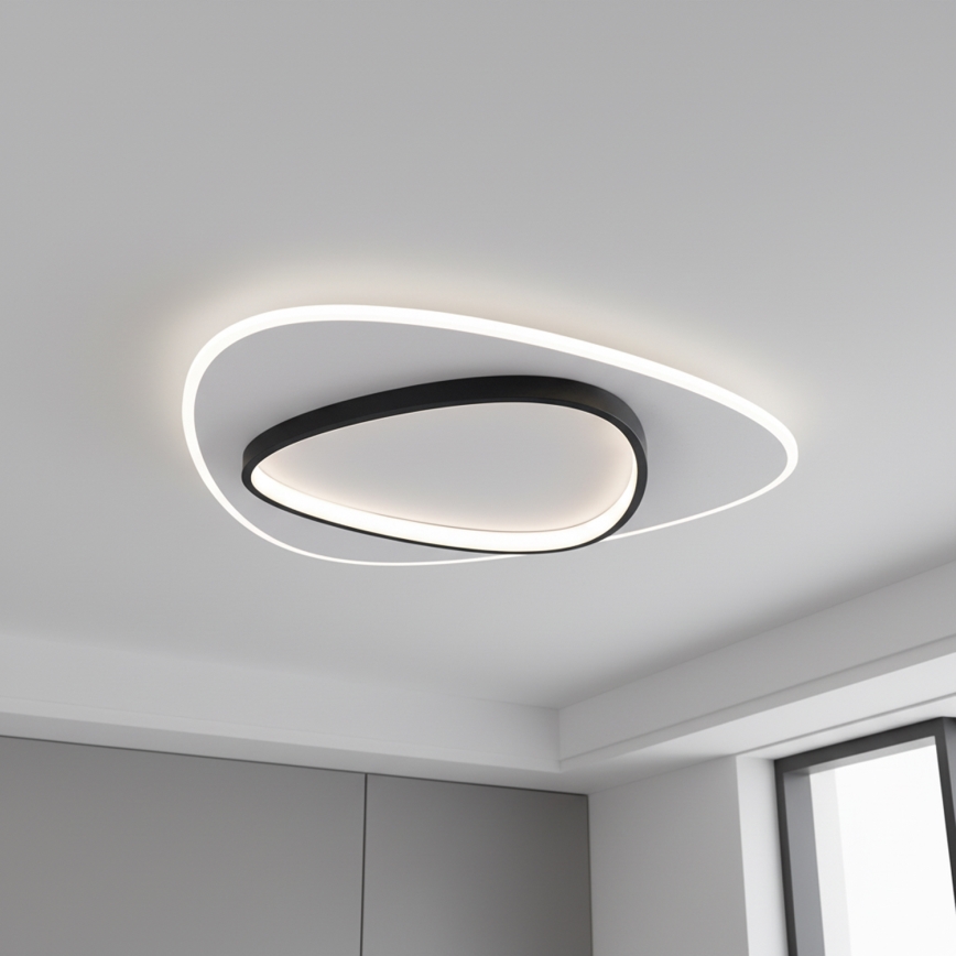 Brilagi - LED Stmívatelné stropní svítidlo FLARE LED/70W/230V 3000-6000K 55x55 cm bílá/černá + dálkové ovládání