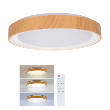 Brilagi - LED Stmívatelné stropní svítidlo FLOCO LED/48W/230V pr. 40 cm dekor dřeva/bílá + dálkové ovládání