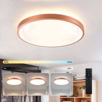 BRILAGI - LED Stmívatelné stropní svítidlo GLASS POOL DOUBLE LED/60W/230V pr. 50 cm měděná + dálkové ovládání