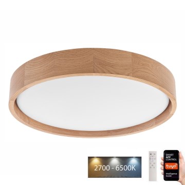 Brilagi - LED Stmívatelné stropní svítidlo MANAROLA SMART LED/24W/230V 2700-6500K dub pr. 41 cm Wi-Fi + dálkové ovládání Tuya