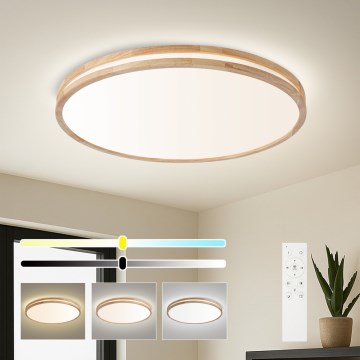 Brilagi - LED Stmívatelné stropní svítidlo MOLINA LED/100W/230V 3000-6000K dub pr. 80 cm + dálkové ovládání