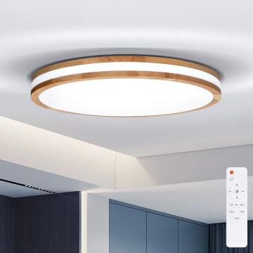 Brilagi - LED Stmívatelné stropní svítidlo MOLINA LED/60W/230V 3000-6500K dub pr. 58 cm + dálkové ovládání