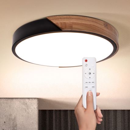 Brilagi - LED Stmívatelné stropní svítidlo PILANA LED/48W/230V 3000-6500K dub pr. 40 cm + dálkové ovládání