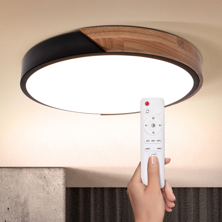 Brilagi - LED Stmívatelné stropní svítidlo PILANA LED/48W/230V 3000-6500K dub pr. 40 cm + dálkové ovládání