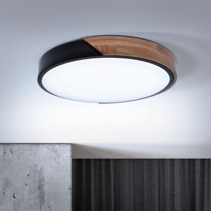 Brilagi - LED Stmívatelné stropní svítidlo PILANA LED/48W/230V 3000-6500K dub pr. 40 cm + dálkové ovládání