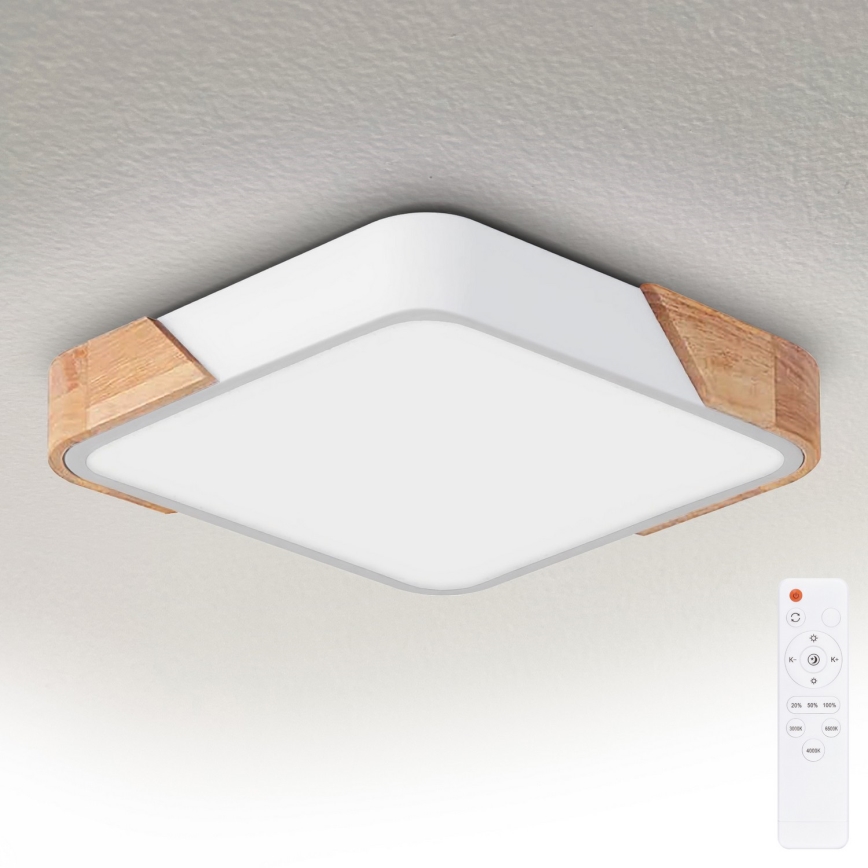 Brilagi - LED Stmívatelné stropní svítidlo PILANA LED/48W/230V 3000-6500K dub/bílá 42x42 cm + dálkové ovládání
