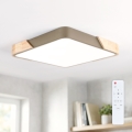 BRILAGI - LED Stmívatelné stropní svítidlo PILANA SQUARE LED/48W/230V 3000-6500K dub/béžová 42x42 cm + dálkové ovládání