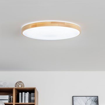 Brilagi - LED Stmívatelné stropní svítidlo PINE LED/60W/230V dřevo pr. 52 cm 3000-6500K + dálkové ovládání