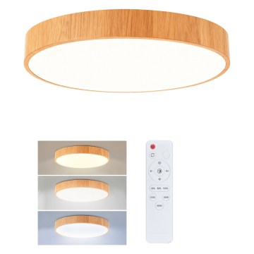 Brilagi - LED Stmívatelné stropní svítidlo POOL LED/36W/230V 3000-6000K pr. 30 cm dekor dřeva + dálkové ovládání