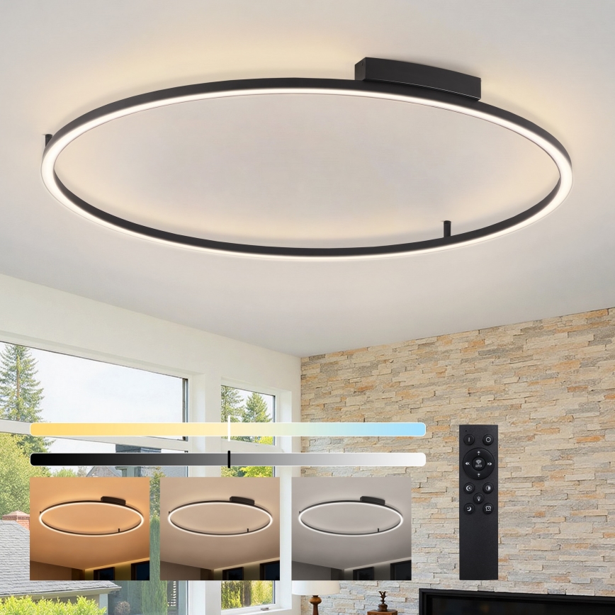 Brilagi - LED Stmívatelné stropní svítidlo PORTOFINO LED/85W/230V 3000-6000K pr. 120 cm černá + dálkové ovládání