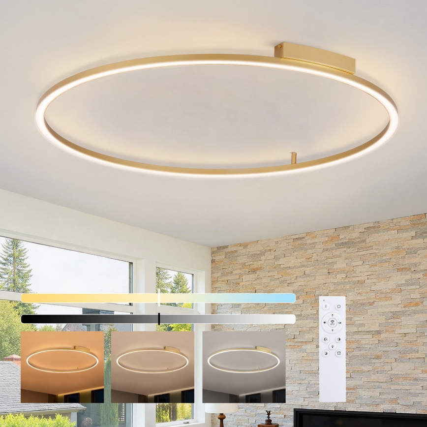 Brilagi - LED Stmívatelné stropní svítidlo PORTOFINO LED/85W/230V 3000-6000K pr. 120 cm zlatá + dálkové ovládání