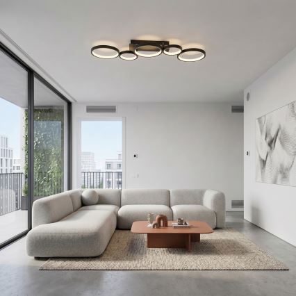 Brilagi - LED Stmívatelné stropní svítidlo RINGO LED/34W/230V 3000-6000K 28x84 cm černá + dálkové ovládání