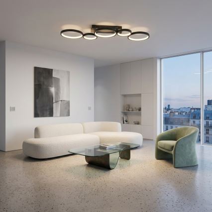 Brilagi - LED Stmívatelné stropní svítidlo RINGO LED/34W/230V 3000-6000K 28x84 cm černá + dálkové ovládání