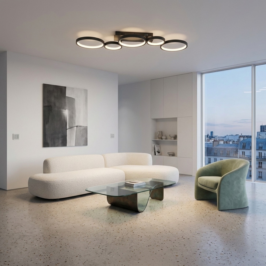 Brilagi - LED Stmívatelné stropní svítidlo RINGO LED/34W/230V 3000-6000K 28x84 cm černá + dálkové ovládání