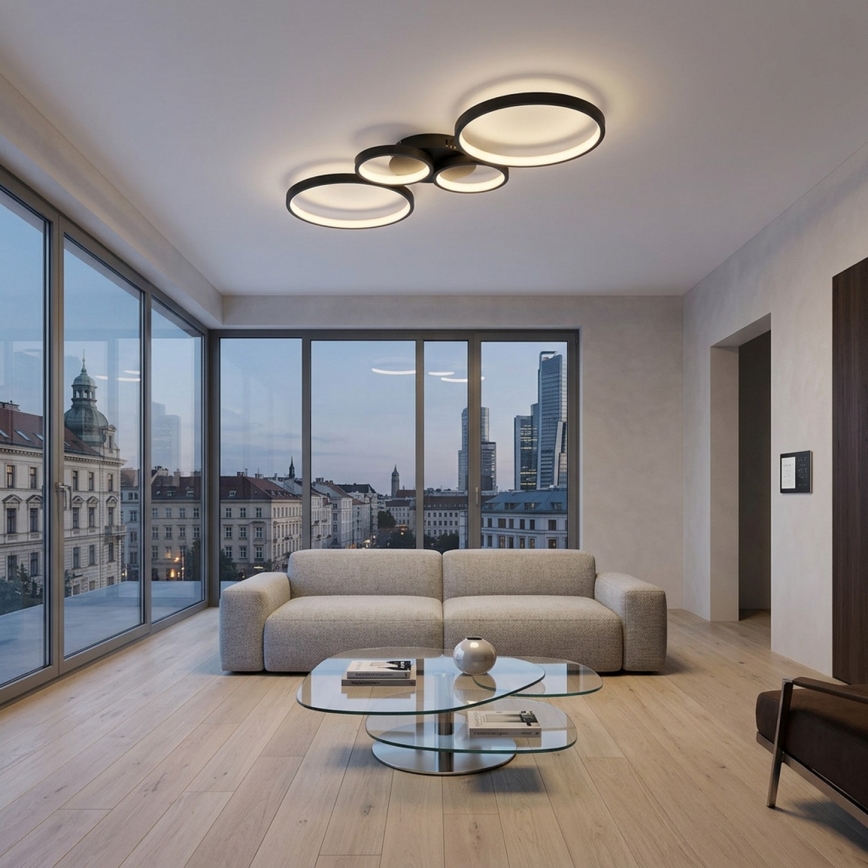 Brilagi - LED Stmívatelné stropní svítidlo RINGO LED/34W/230V 3000-6000K 28x78 cm černá + dálkové ovládání