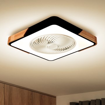 Brilagi - LED Stmívatelné stropní svítidlo s ventilátorem LED/30W/230V 3000-6500K černá/dub + dálkové ovládání