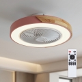 Brilagi - LED Stmívatelné stropní svítidlo s ventilátorem LED/38W/230V 3000-6500K 3000-6500K pr. 50 cm růžová/dub + dálkové ovládání