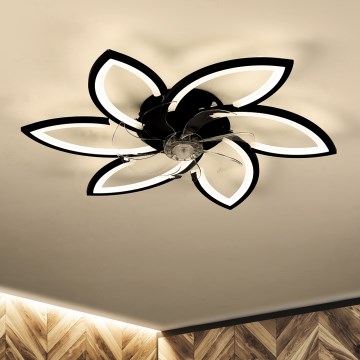 Brilagi - LED Stmívatelné stropní svítidlo s ventilátorem LED/50W/230V 3000-6500K černá + dálkové ovládání