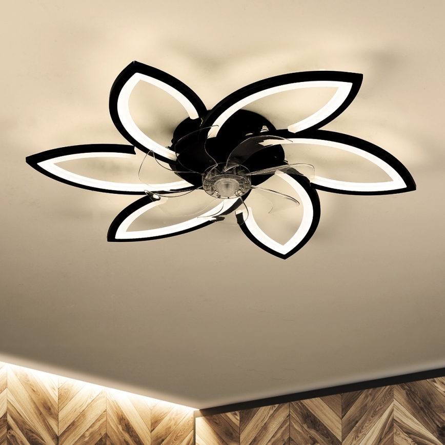 Brilagi - LED Stmívatelné stropní svítidlo s ventilátorem LED/50W/230V 3000-6500K černá + dálkové ovládání