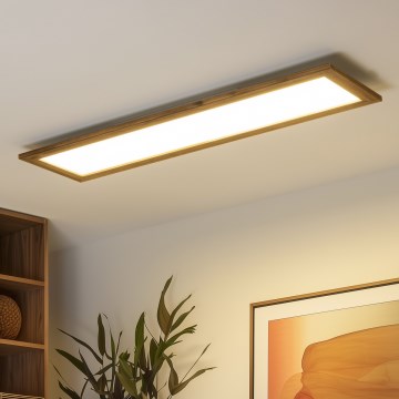 Brilagi - LED Stmívatelné stropní svítidlo SLIMFRAME WOOD LED/58W/230V 124x33,7 cm 3000-6000K hnědá + dálkové ovládání