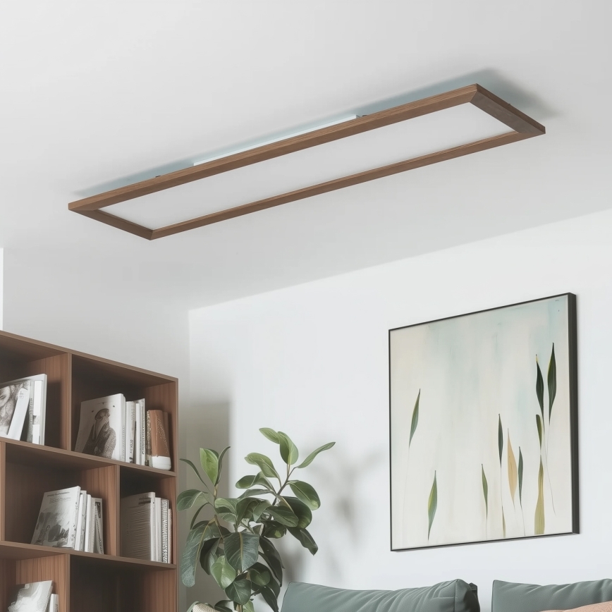 Brilagi - LED Stmívatelné stropní svítidlo SLIMFRAME WOOD LED/58W/230V 124x34 cm 3000-6000K tmavě hnědá + dálkové ovládání