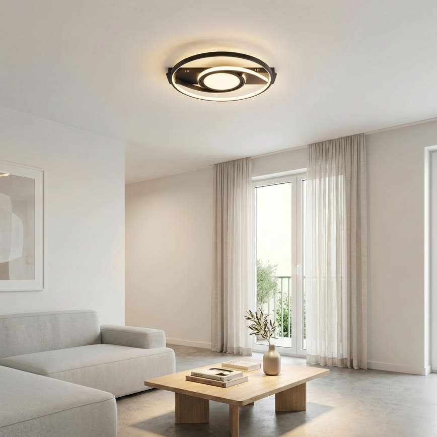 Brilagi - LED Stmívatelné stropní svítidlo TWIRL LED/38W/230V 3000-6000K černá + dálkové ovládání