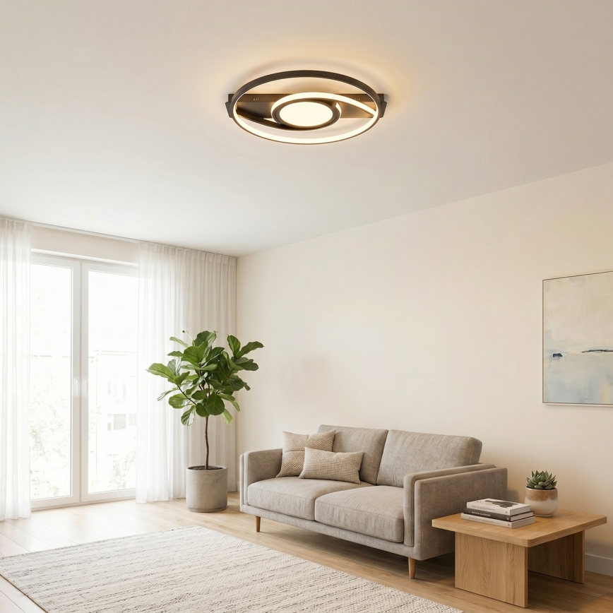 Brilagi - LED Stmívatelné stropní svítidlo TWIRL LED/38W/230V 3000-6000K černá + dálkové ovládání