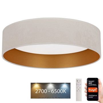 Brilagi - LED Stmívatelné stropní svítidlo VELVET SMART LED/24W/230V pr. 45 cm 2700-6500K Wi-Fi Tuya krémová/zlatá + dálkové ovládání