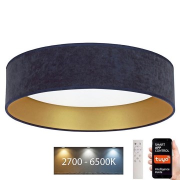 Brilagi - LED Stmívatelné stropní svítidlo VELVET SMART LED/24W/230V pr. 45 cm 2700-6500K Wi-Fi Tuya modrá/zlatá + dálkové ovládání