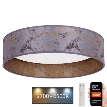 Brilagi - LED Stmívatelné stropní svítidlo VELVET SMART LED/24W/230V pr. 45 cm 2700-6500K Wi-Fi Tuya šedá/zlatá + dálkové ovládání