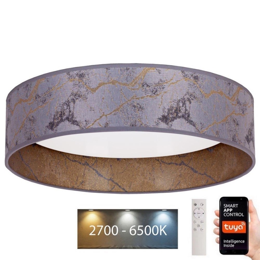 Brilagi - LED Stmívatelné stropní svítidlo VELVET SMART LED/36W/230V pr. 55 cm 2700-6500K Wi-Fi Tuya šedá/zlatá + dálkové ovládání