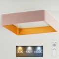 Brilagi - LED Stmívatelné stropní svítidlo VELVET SQUARE LED/24W/230V 3000/4000/6500K + dálkové ovládání růžová